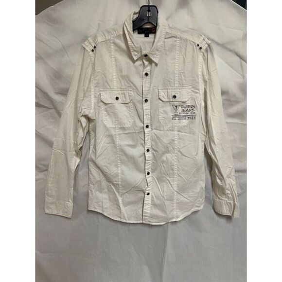 G by Guess Jeans Y2K Mens White Button Up Shirt Size Small - Picture 1 of 11